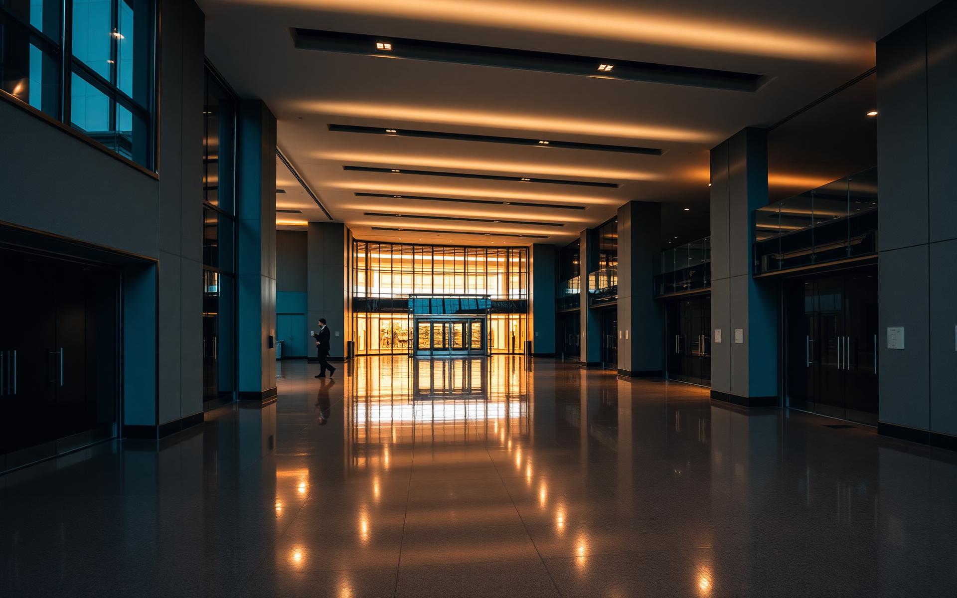 Modern commercial office lobby maintained by Diva Commercial